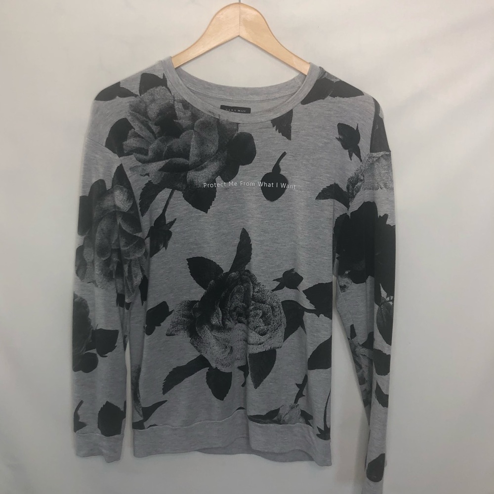 Zara Men rose grey crew neck sweatshirt